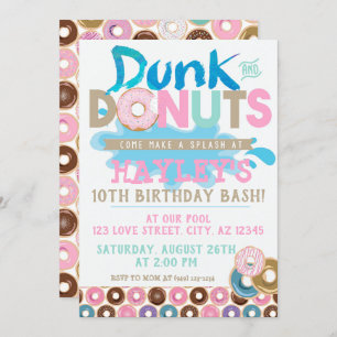 Pastel Splash Pool Dunk n Donut Party Birthday Kaart
