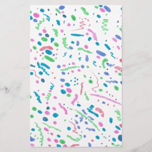 Pastel Splatter Confetti Print Briefpapier (Voorkant)