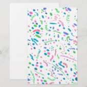 Pastel Splatter Confetti Print Briefpapier (Voorkant / Achterkant)