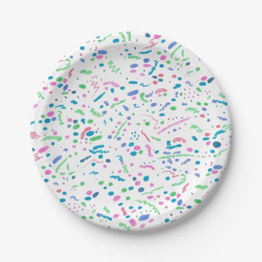 Pastel Splatter Confetti Print Papieren Bordje (Voorkant)