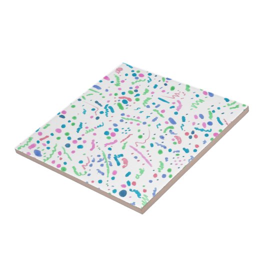 Pastel Splatter Confetti Print Tegeltje (Zijkant)