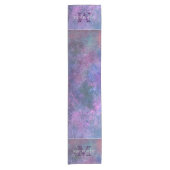Pastel Splatter | Roze Paars Blauw Groen Monogram Korte Tafelloper (Voorkant)