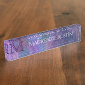 Pastel Splatter | Roze Paars Blauw Groen Monogram Naambordje (Zijkant)