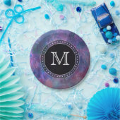 Pastel Splatter | Roze Paars Blauw Groen Monogram Papieren Bordje (Feest)