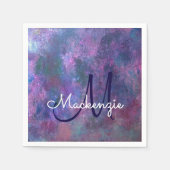 Pastel Splatter | Roze Paars Blauw Groen Monogram Servet (Voorkant)