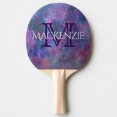 Pastel Splatter | Roze Paars Blauw Groen Monogram Tafeltennisbatje (Voorkant)