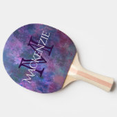 Pastel Splatter | Roze Paars Blauw Groen Monogram Tafeltennisbatje (Zijkant)