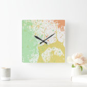 Pastel Splatter Square Wall klok (Huis)