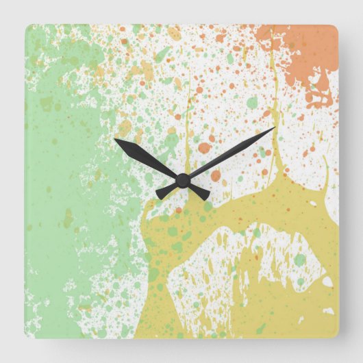 Pastel Splatter Square Wall klok (Voorkant)