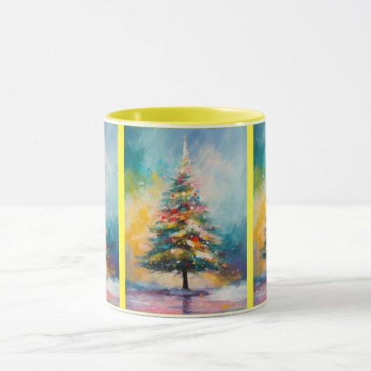 Pastel Splattered Abstracte kerstboom Mok (Midden)