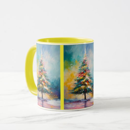 Pastel Splattered Abstracte kerstboom Mok (Voorkant links)