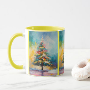 Pastel Splattered Abstracte kerstboom Mok