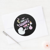 Pastel Spooky Ghost & Gang Black Halloween Ronde Sticker (Envelop)