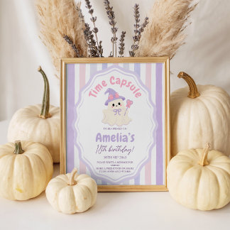 Pastel Spooky One Tijdcapsule Feestbord Reclamebord Met Voetstuk