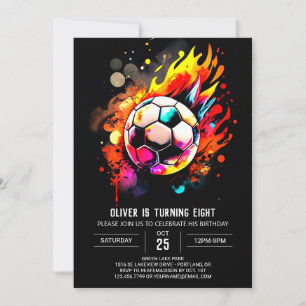 Pastel Sport Waterverf Voetbal Verjaardag Kaart