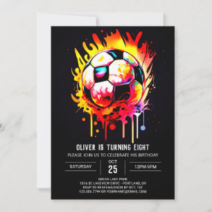 Pastel Sport Waterverf Voetbal Verjaardag Kaart