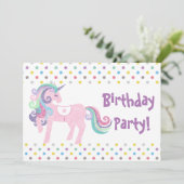 PASTEL SPOT AQUA PINK BIRTHDAY ARTIJ INVITATIE KAART (Staand voorkant)