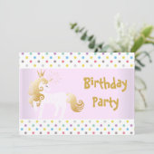 PASTEL SPOT PINK WHITE UNICORN BIRTHDAY PARTY KAART (Staand voorkant)