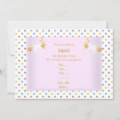 PASTEL SPOT PINK WHITE UNICORN BIRTHDAY PARTY KAART (Achterkant)