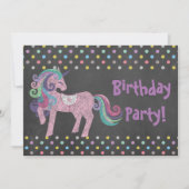 PASTEL SPOT UNICORN BIRTHDAY PARTY CHALKBOARD KAART (Voorkant)