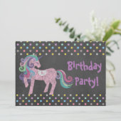 PASTEL SPOT UNICORN BIRTHDAY PARTY CHALKBOARD KAART (Staand voorkant)