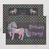 PASTEL SPOT UNICORN BIRTHDAY PARTY CHALKBOARD KAART (Voorkant / Achterkant)