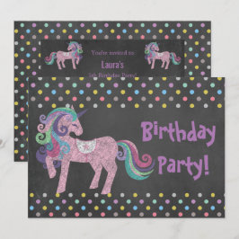 PASTEL SPOT UNICORN BIRTHDAY PARTY CHALKBOARD KAART