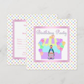 PASTEL SPOTS CIRCUS FUN INVITATION Pink Kaart (Voorkant / Achterkant)