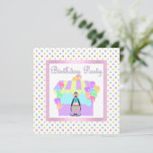 PASTEL SPOTS CIRCUS FUN INVITATION Pink Kaart (Staand voorkant)