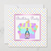 PASTEL SPOTS CIRCUS FUN INVITATION Pink Kaart (Voorkant)
