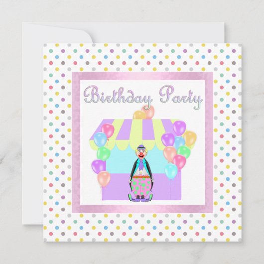 PASTEL SPOTS CIRCUS FUN INVITATION Pink Kaart (Voorkant)