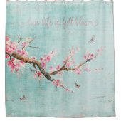 Pastel Spring Bird and Cherry Blossom Douchegordijn (Voorkant)