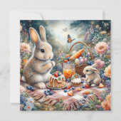 Pastel Spring Bunny Paasmand Picknick Feestdagenkaart (Voorkant)