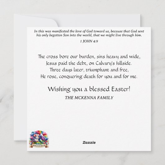 Pastel Spring Bunny Paasmand Picknick Feestdagenkaart (Achterkant)