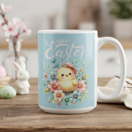  Pastel Spring Chick In Bloemen Happy Easter Koffiemok