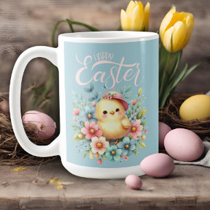 Pastel Spring Chick In Bloemen Happy Easter Koffiemok