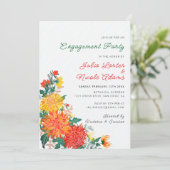 Pastel Spring Dahlia Bloemen Verlovingsfeest Kaart (Staand voorkant)