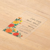 Pastel Spring Dahlia Wildflowers Krans Trouwen Acryl Uitnodigingen (Laagn)