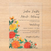 Pastel Spring Dahlia Wildflowers Krans Trouwen Acryl Uitnodigingen (Voorkant)