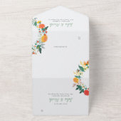 Pastel Spring Dahlia Wildflowers Krans Trouwen All In One Uitnodiging (Buitenkant)