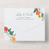 Pastel Spring Dahlia Wildflowers Krans Trouwen All In One Uitnodiging (Achterkant)