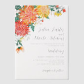 Pastel Spring Dahlia Wildflowers Krans Trouwen Vellum Uitnodigingen (Voorkant)