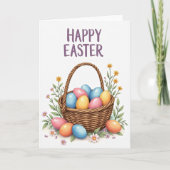 Pastel Spring Eggs Basket Card Kaart (Voorkant)