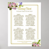 Pastel Spring Floral 4 Table Wedding Seding Chart Poster (Voorkant)