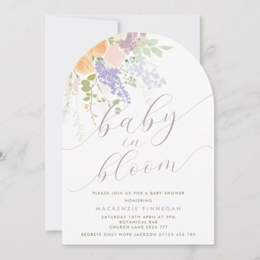 Pastel Spring Floral Arch Baby in Bloom Shower Kaart (Voorkant)