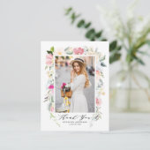 Pastel Spring Floral Blooms Afstuderen Dank u Briefkaart (Staand voorkant)