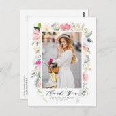 Pastel Spring Floral Blooms Afstuderen Dank u Briefkaart (Voorkant / Achterkant)