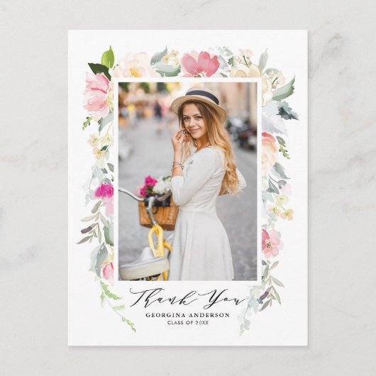 Pastel Spring Floral Blooms Afstuderen Dank u Briefkaart (Voorkant)