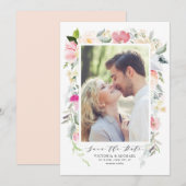 Pastel Spring Floral Blooms Lijst Foto Save The Date (Voorkant / Achterkant)