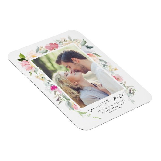 Pastel Spring Floral Blooms Lijst Save the Date Magneet (Rechterzijde)